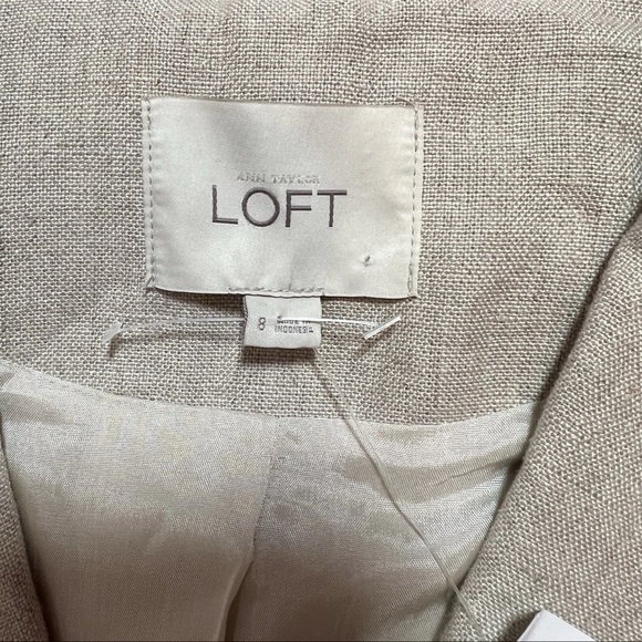 Ann Taylor Loft Linen Blazer Beige Cape Back Women's Size 8 - Picture 7 of 16